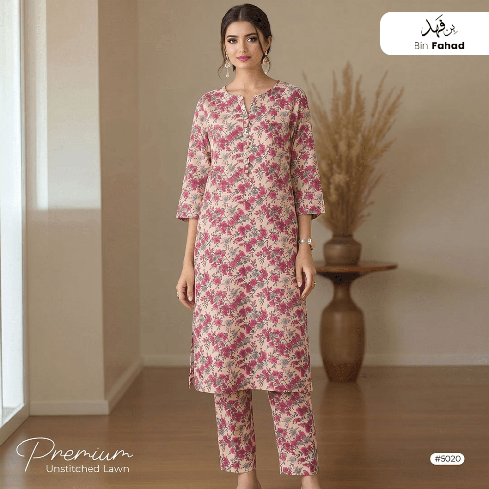 Premium Lawn Unstitched 2pcs (Shirt & Trouser) 5020 - Bin Fahad