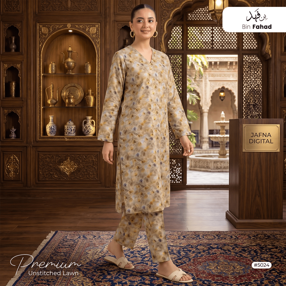 Premium Lawn Unstitched 2pcs (Shirt & Trouser) 5024 - Bin Fahad
