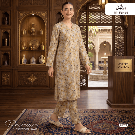 Premium Lawn Unstitched 2pcs (Shirt & Trouser) 5024 - Bin Fahad
