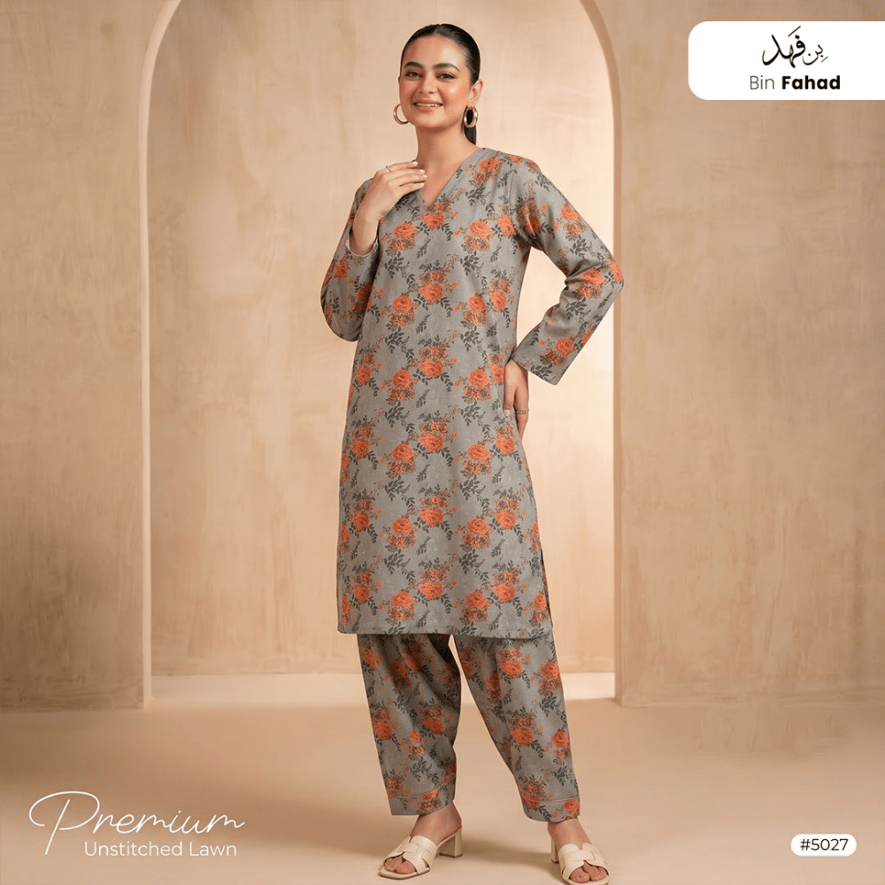 Premium Lawn Unstitched 2pcs (Shirt & Trouser) 5027 - Bin Fahad