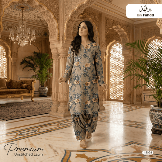 Premium Lawn Unstitched 2pcs (Shirt & Trouser) 5028 - Bin Fahad
