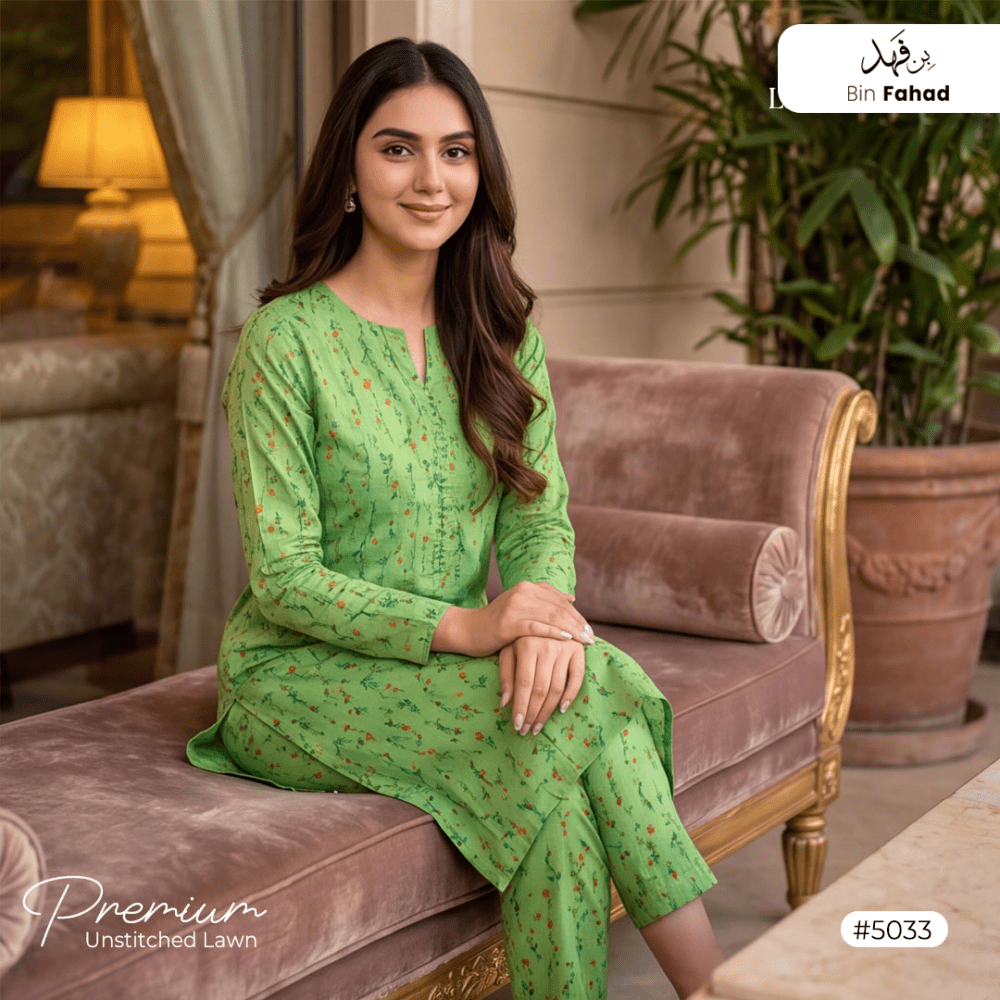 Premium Lawn Unstitched 2pcs (Shirt & Trouser) 5033 - Bin Fahad