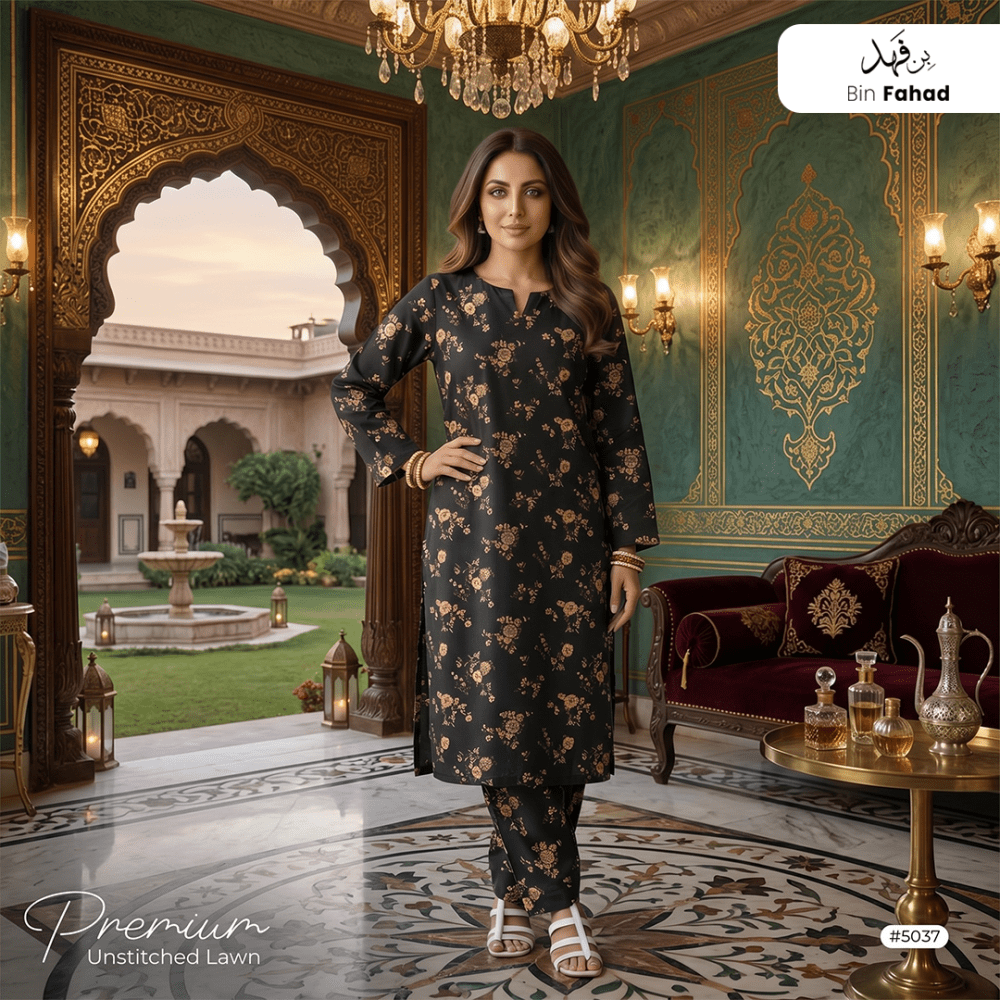 Premium Lawn Unstitched 2pcs (Shirt & Trouser) 5037 - Bin Fahad