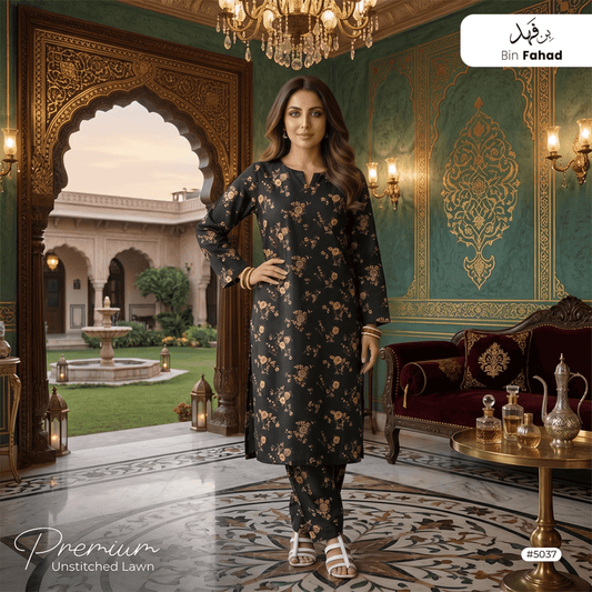 Premium Lawn Unstitched 2pcs (Shirt & Trouser) 5037 - Bin Fahad
