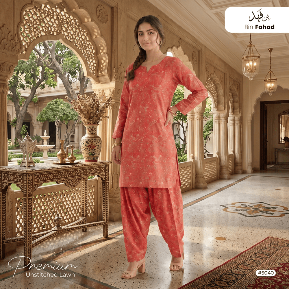 Premium Lawn Unstitched 2pcs (Shirt & Trouser) 5040 - Bin Fahad