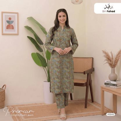 Premium Lawn Unstitched 2pcs (Shirt & Trouser) 5042 - Bin Fahad