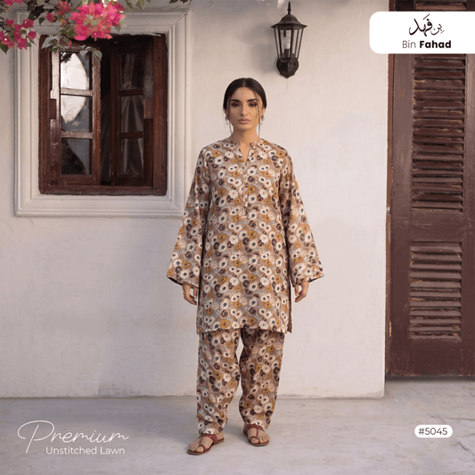 Premium Lawn Unstitched 2pcs (Shirt & Trouser) 5045 - Bin Fahad