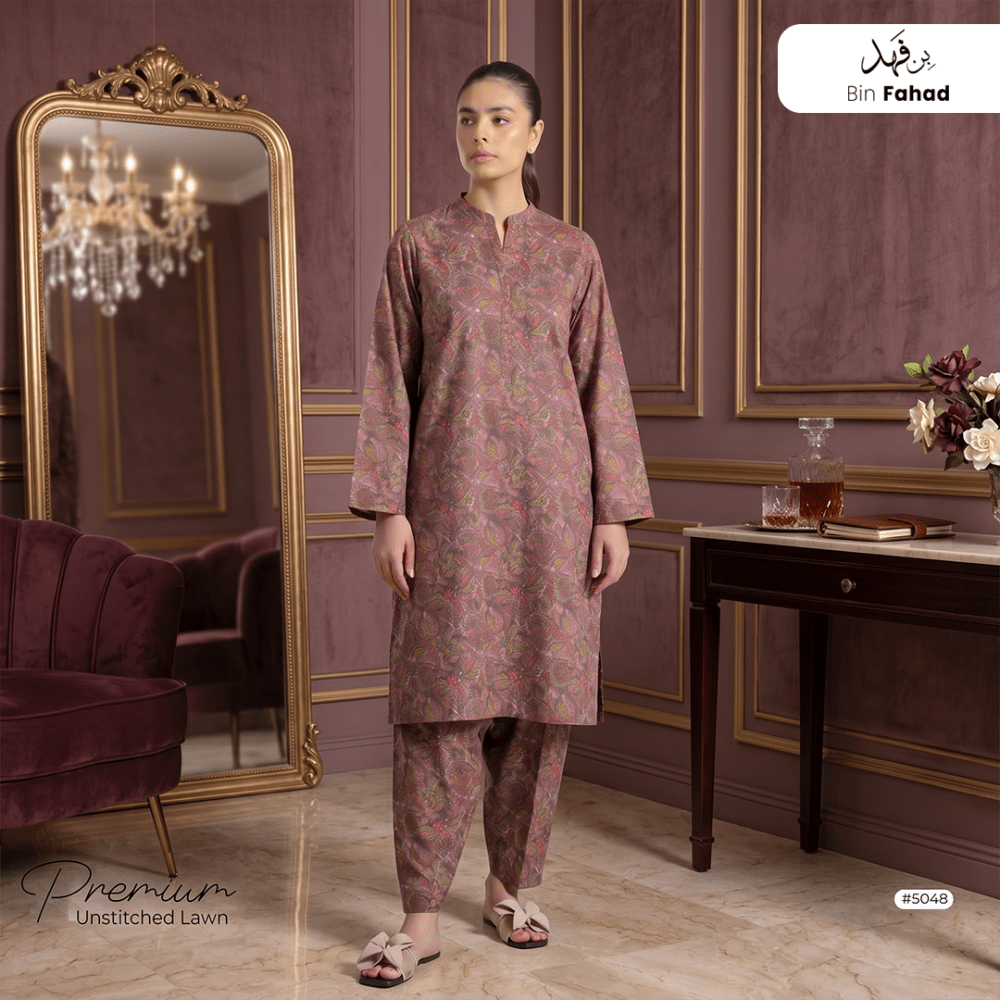 Premium Lawn Unstitched 2pcs (Shirt & Trouser) 5048 - Bin Fahad
