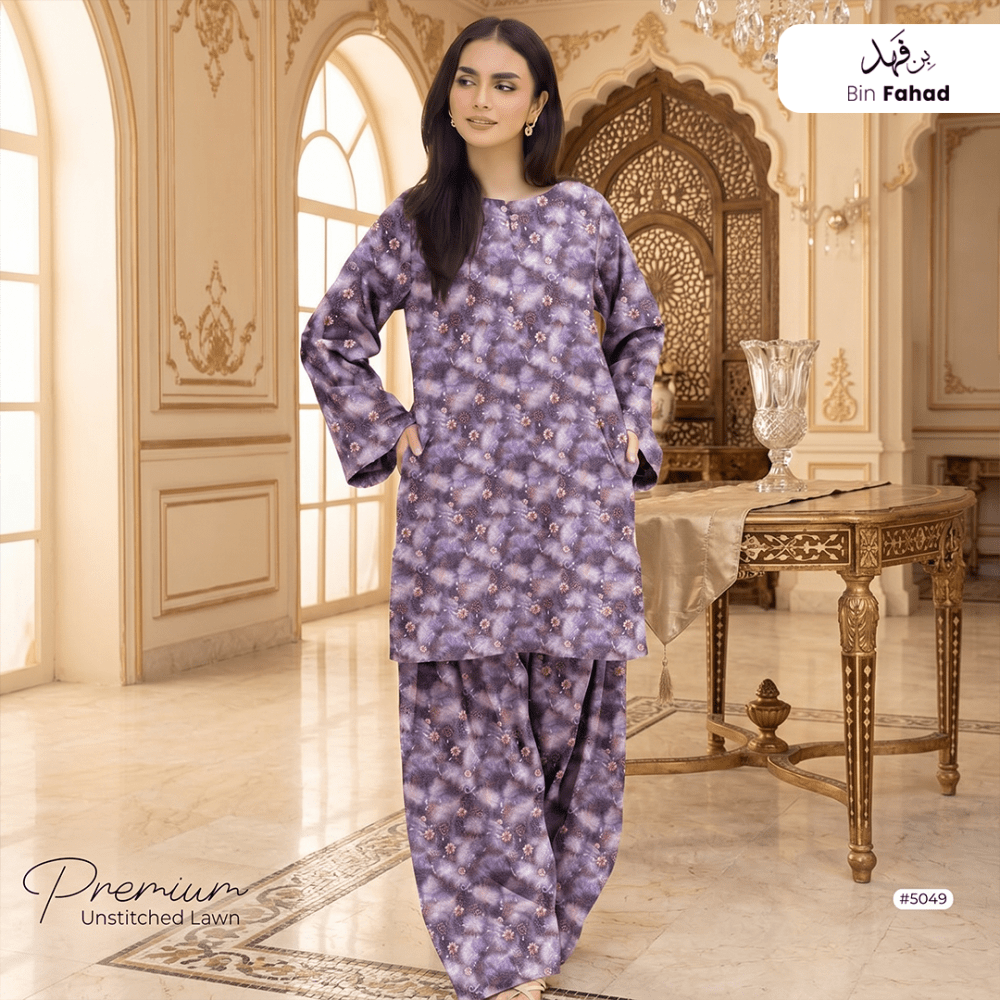 Premium Lawn Unstitched 2pcs (Shirt & Trouser) 5049 - Bin Fahad