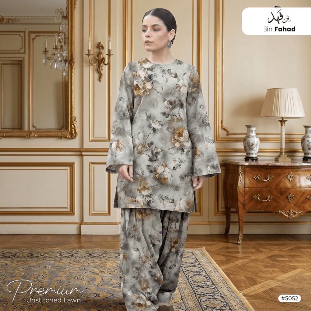 Premium Lawn Unstitched 2pcs (Shirt & Trouser) 5052 - Bin Fahad