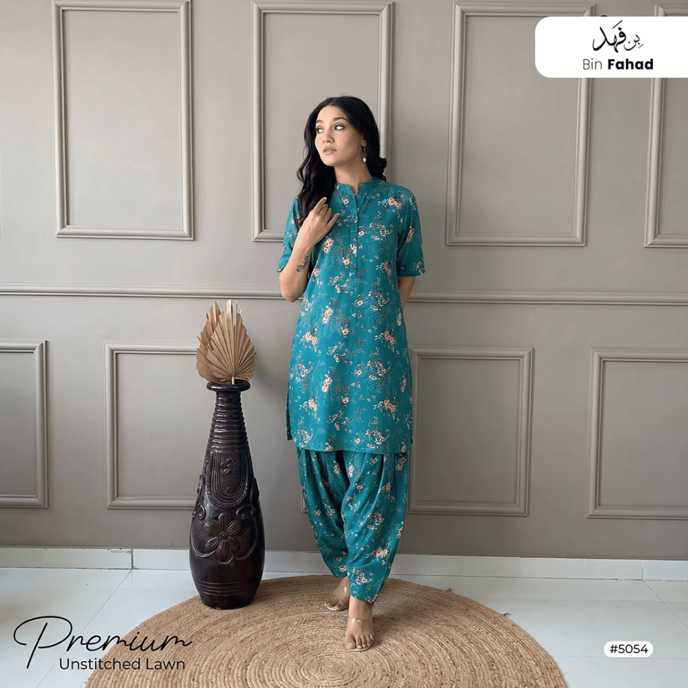 Premium Lawn Unstitched 2pcs (Shirt & Trouser) 5054 - Bin Fahad