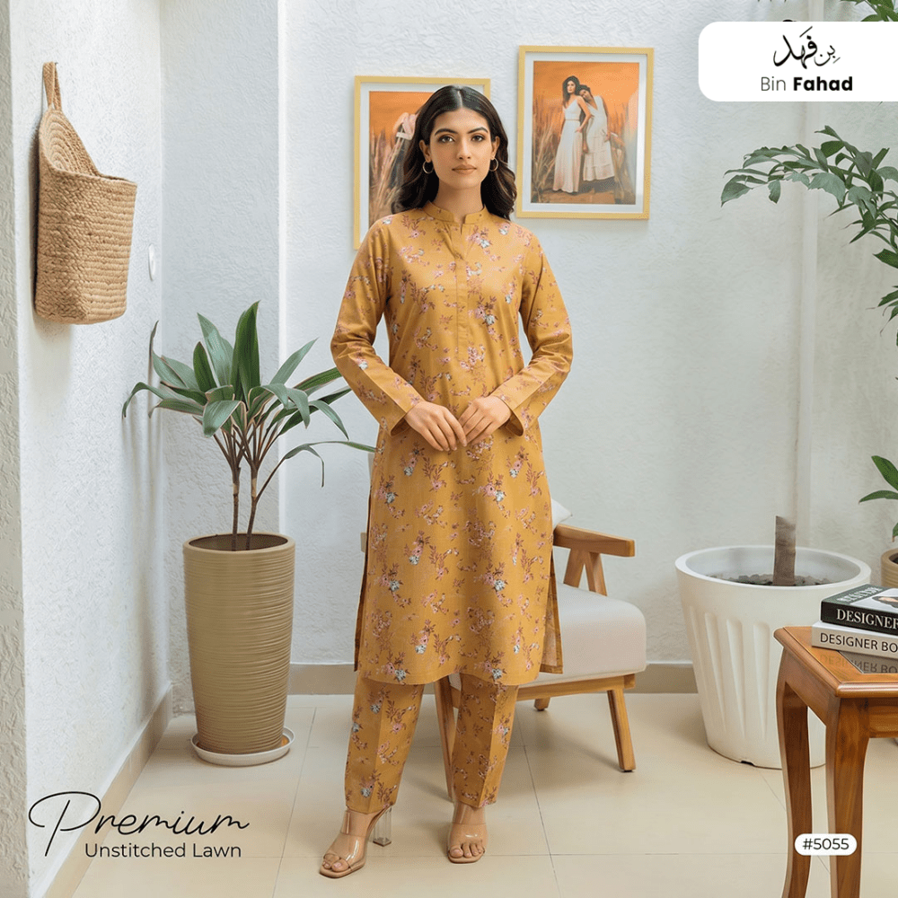 Premium Lawn Unstitched 2pcs (Shirt & Trouser) 5055 - Bin Fahad