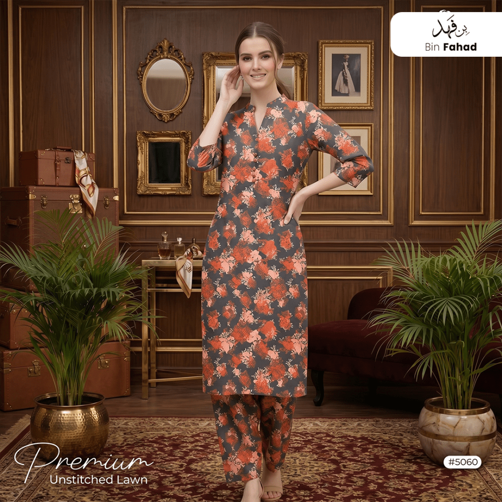 Premium Lawn Unstitched 2pcs (Shirt & Trouser) 5060 - Bin Fahad
