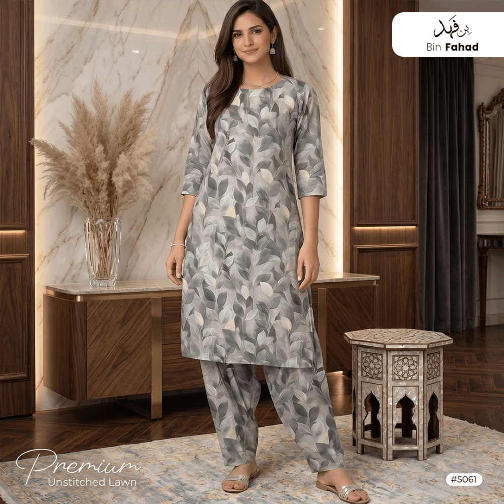 Premium Lawn Unstitched 2pcs (Shirt & Trouser) 5061 - Bin Fahad