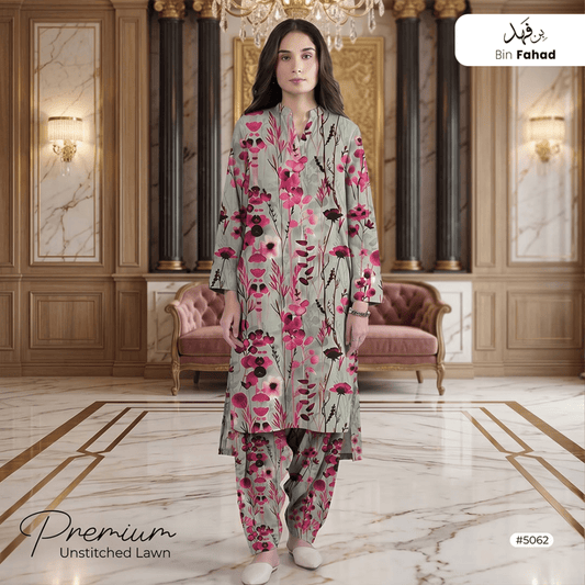 Premium Lawn Unstitched 2pcs (Shirt & Trouser) 5062 - Bin Fahad