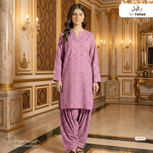 Premium Lawn Unstitched 2pcs (Shirt & Trouser) 5063 - Bin Fahad