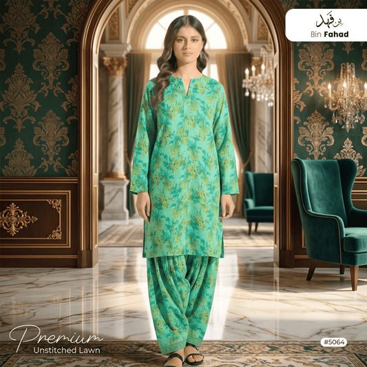 Premium Lawn Unstitched 2pcs (Shirt & Trouser) 5064 - Bin Fahad