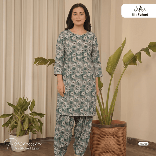 Premium Lawn Unstitched 2pcs (Shirt & Trouser) 5068 - Bin Fahad
