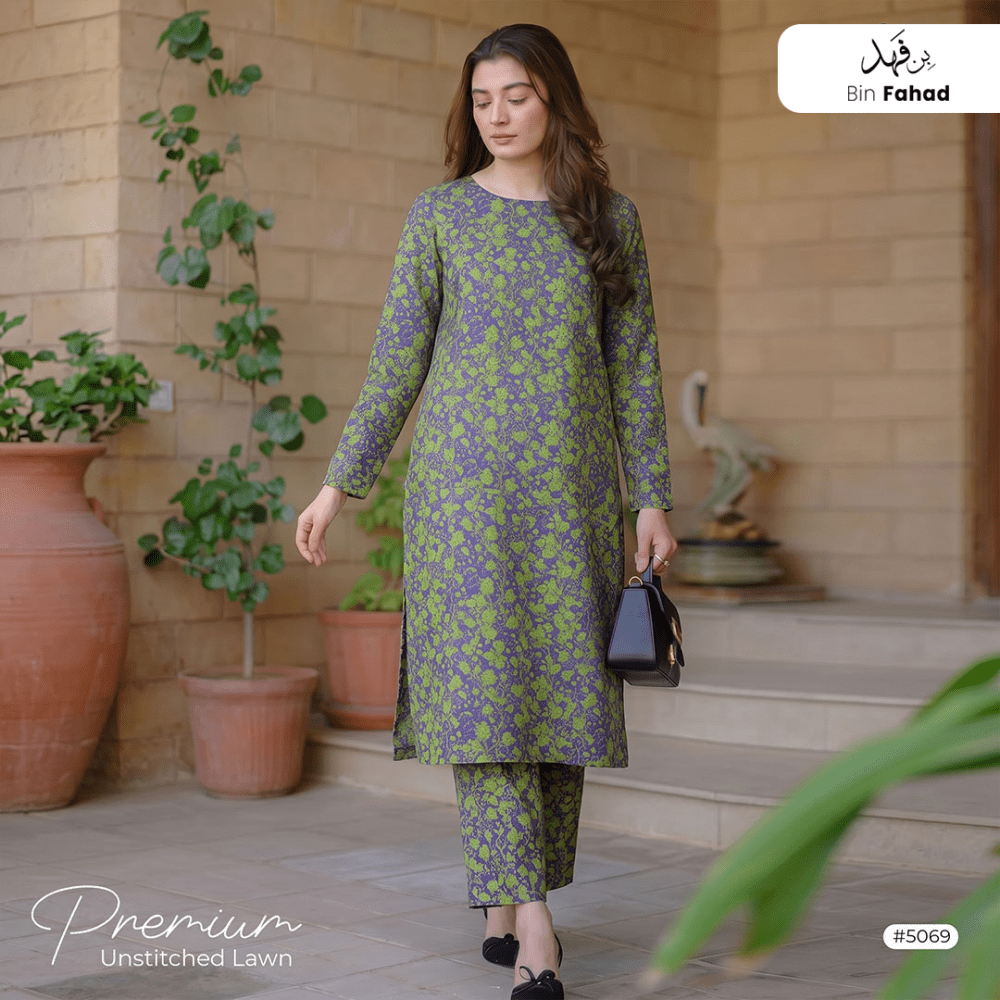 Premium Lawn Unstitched 2pcs (Shirt & Trouser) 5069 - Bin Fahad