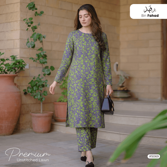 Premium Lawn Unstitched 2pcs (Shirt & Trouser) 5069 - Bin Fahad