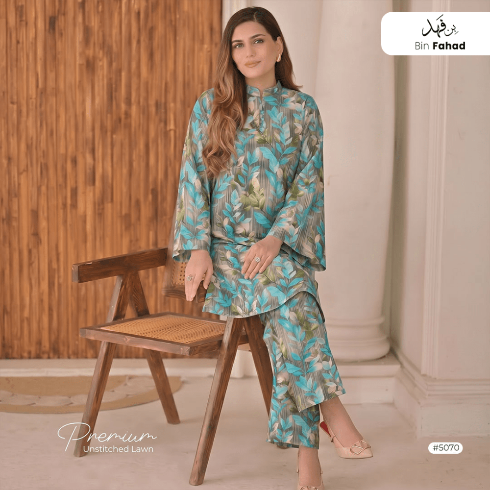 Premium Lawn Unstitched 2pcs (Shirt & Trouser) 5070 - Bin Fahad