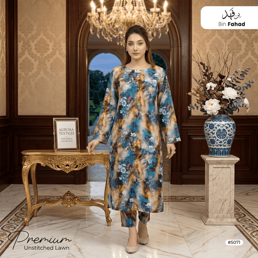 Premium Lawn Unstitched 2pcs (Shirt & Trouser) 5071 - Bin Fahad