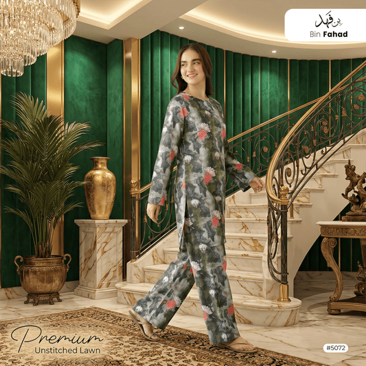 Premium Lawn Unstitched 2pcs (Shirt & Trouser) 5072 - Bin Fahad