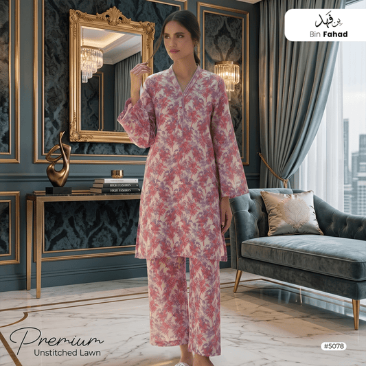 Premium Lawn Unstitched 2pcs (Shirt & Trouser) 5078 - Bin Fahad