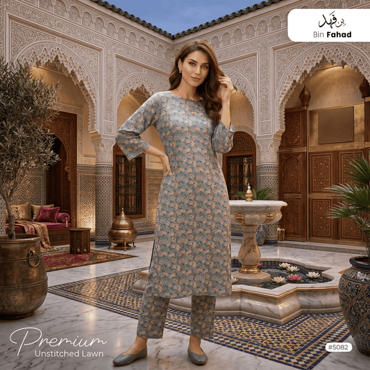 Premium Lawn Unstitched 2pcs (Shirt & Trouser) 5082 - Bin Fahad