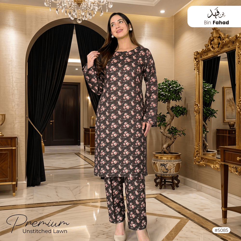 Premium Lawn Unstitched 2pcs (Shirt & Trouser) 5085 - Bin Fahad