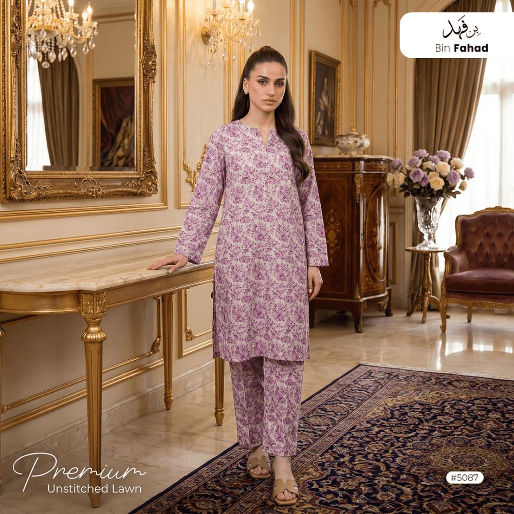 Premium Lawn Unstitched 2pcs (Shirt & Trouser) 5087 - Bin Fahad