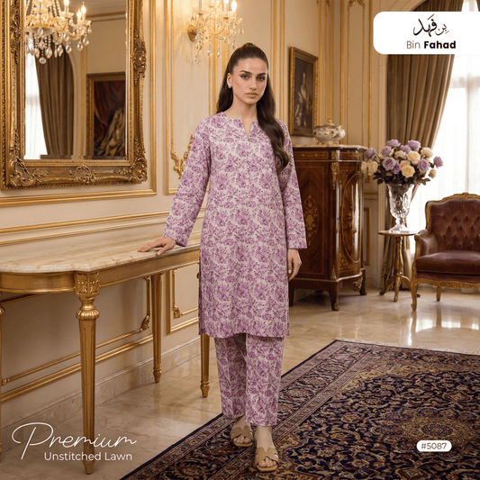 Premium Lawn Unstitched 2pcs (Shirt & Trouser) 5087 - Bin Fahad