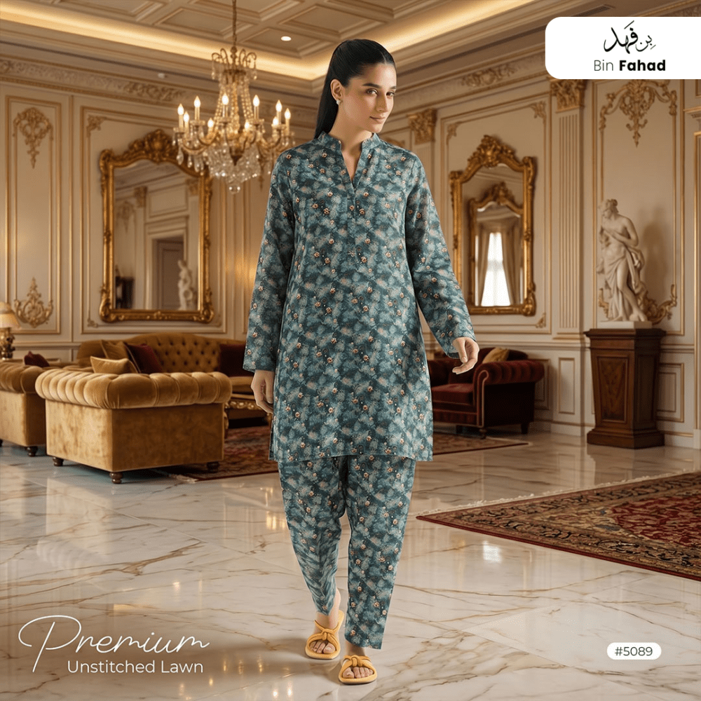 Premium Lawn Unstitched 2pcs (Shirt & Trouser) 5089 - Bin Fahad