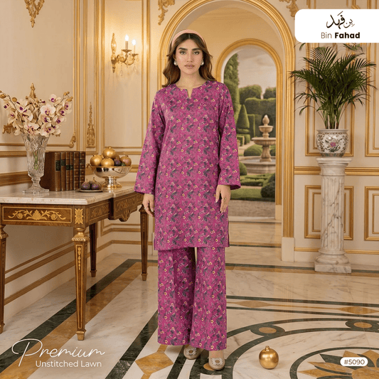 Premium Lawn Unstitched 2pcs (Shirt & Trouser) 5090 - Bin Fahad