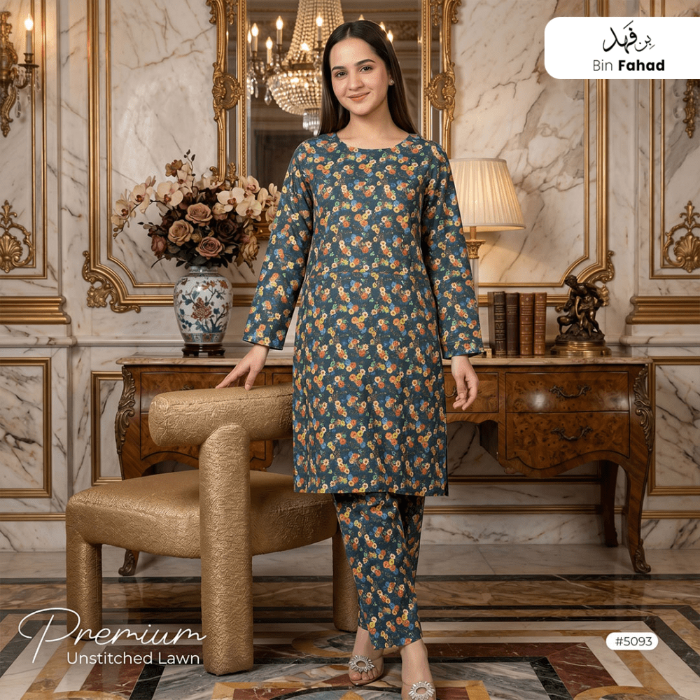 Premium Lawn Unstitched 2pcs (Shirt & Trouser) 5093 - Bin Fahad