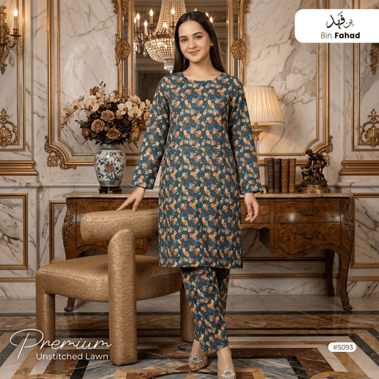 Premium Lawn Unstitched 2pcs (Shirt & Trouser) 5093 - Bin Fahad