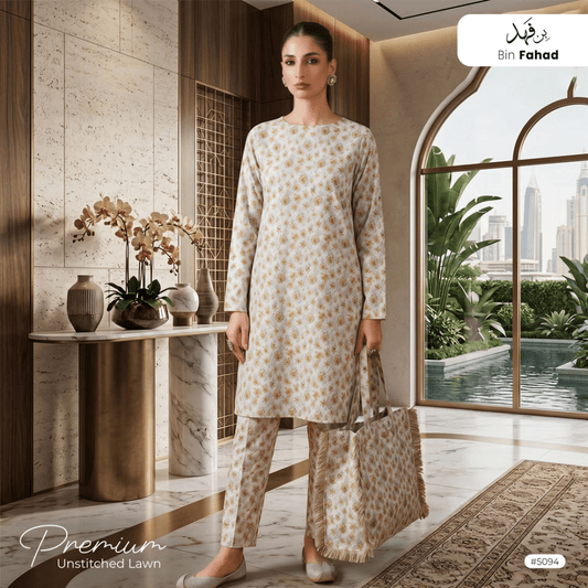 Premium Lawn Unstitched 2pcs (Shirt & Trouser) 5094 - Bin Fahad