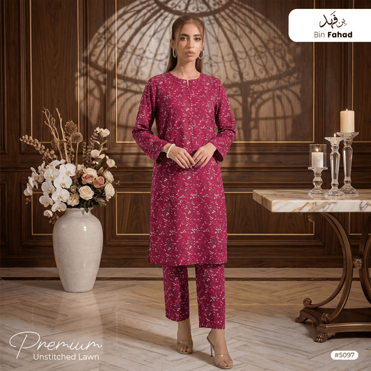 Premium Lawn Unstitched 2pcs (Shirt & Trouser) 5097 - Bin Fahad