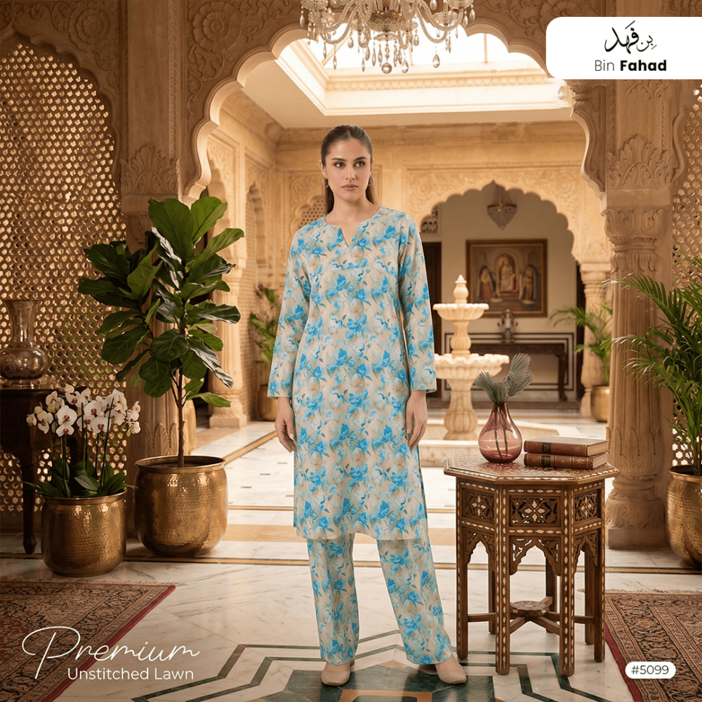 Premium Lawn Unstitched 2pcs (Shirt & Trouser) 5099 - Bin Fahad