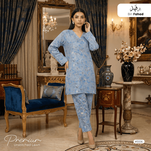 Premium Lawn Unstitched 2pcs (Shirt & Trouser) 5106 - Bin Fahad