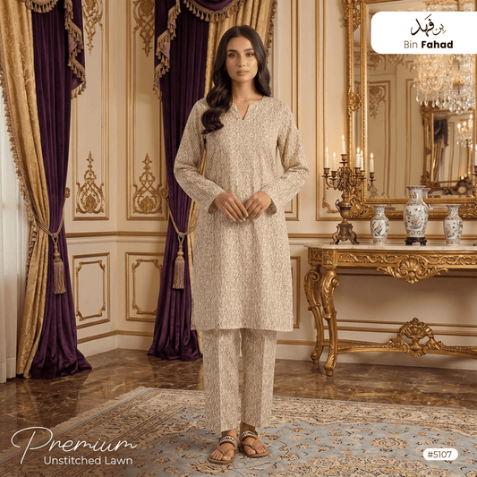 Premium Lawn Unstitched 2pcs (Shirt & Trouser) 5107 - Bin Fahad