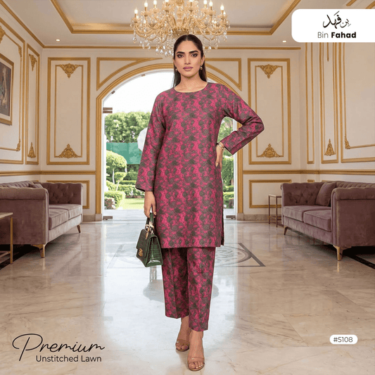 Premium Lawn Unstitched 2pcs (Shirt & Trouser) 5108 - Bin Fahad