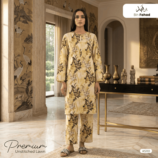 Premium Lawn Unstitched 2pcs (Shirt & Trouser) 5110 - Bin Fahad