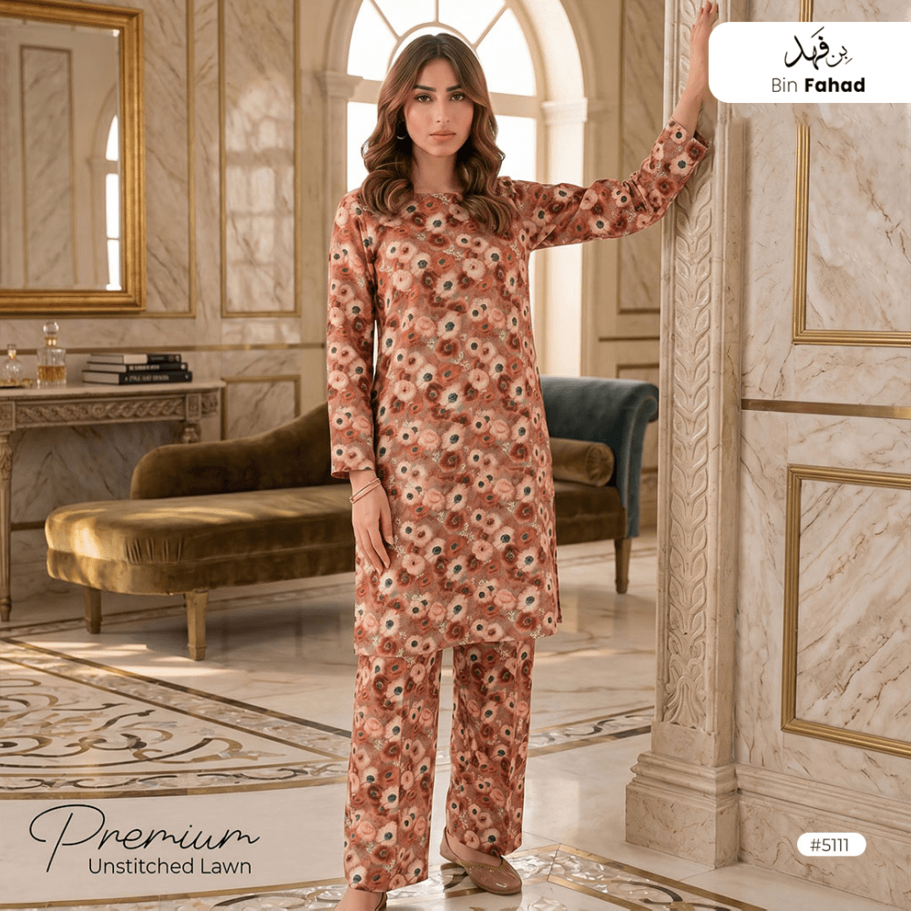Premium Lawn Unstitched 2pcs (Shirt & Trouser) 5111 - Bin Fahad