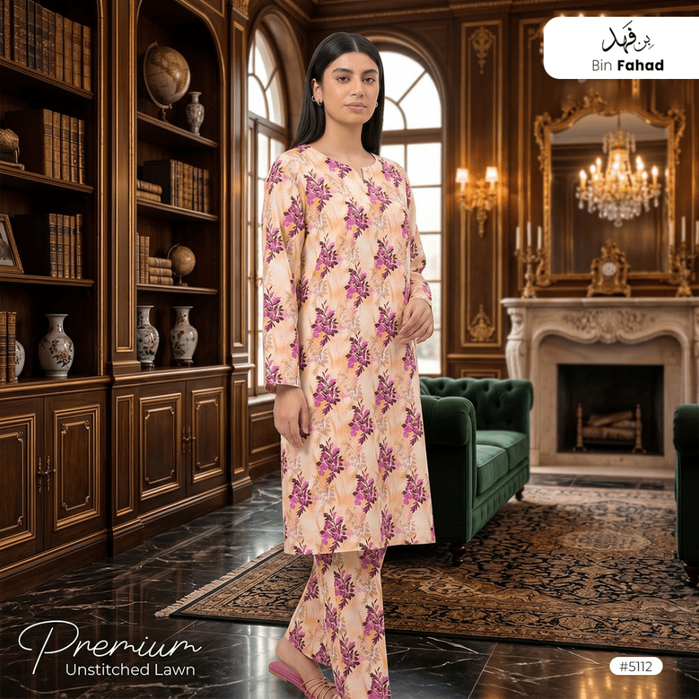 Premium Lawn Unstitched 2pcs (Shirt & Trouser) 5112 - Bin Fahad