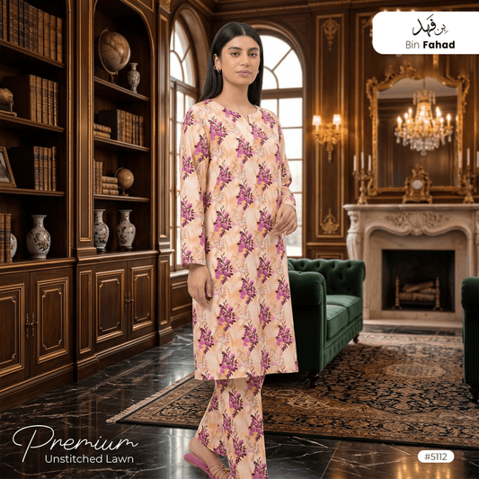 Premium Lawn Unstitched 2pcs (Shirt & Trouser) 5112 - Bin Fahad