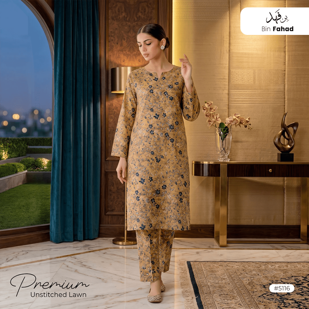 Premium Lawn Unstitched 2pcs (Shirt & Trouser) 5116 - Bin Fahad