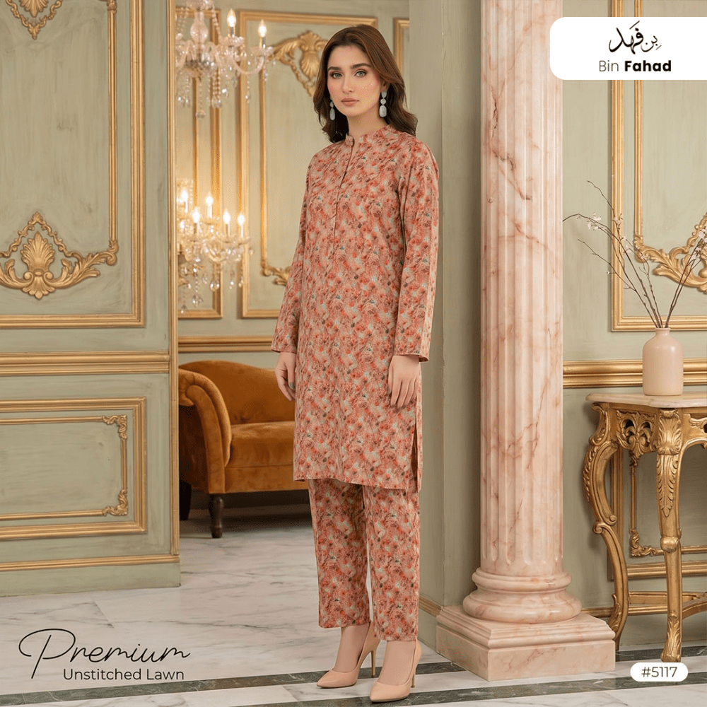 Premium Lawn Unstitched 2pcs (Shirt & Trouser) 5117 - Bin Fahad