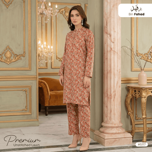 Premium Lawn Unstitched 2pcs (Shirt & Trouser) 5117 - Bin Fahad