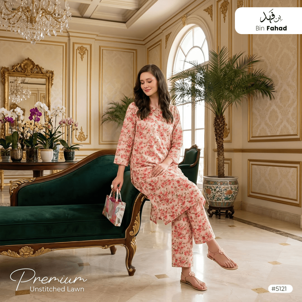 Premium Lawn Unstitched 2pcs (Shirt & Trouser) 5121 - Bin Fahad